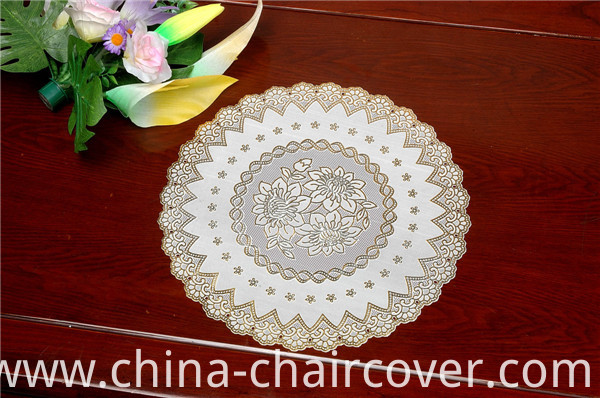 Cheap 30cm Round Lace Gold PVC Tablemat Popular Use Coffee/Home